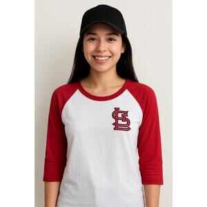 New Era Shirt St Louis Cardinals 3/4 Sleeve Red White Athleisure Sporty Sz XL